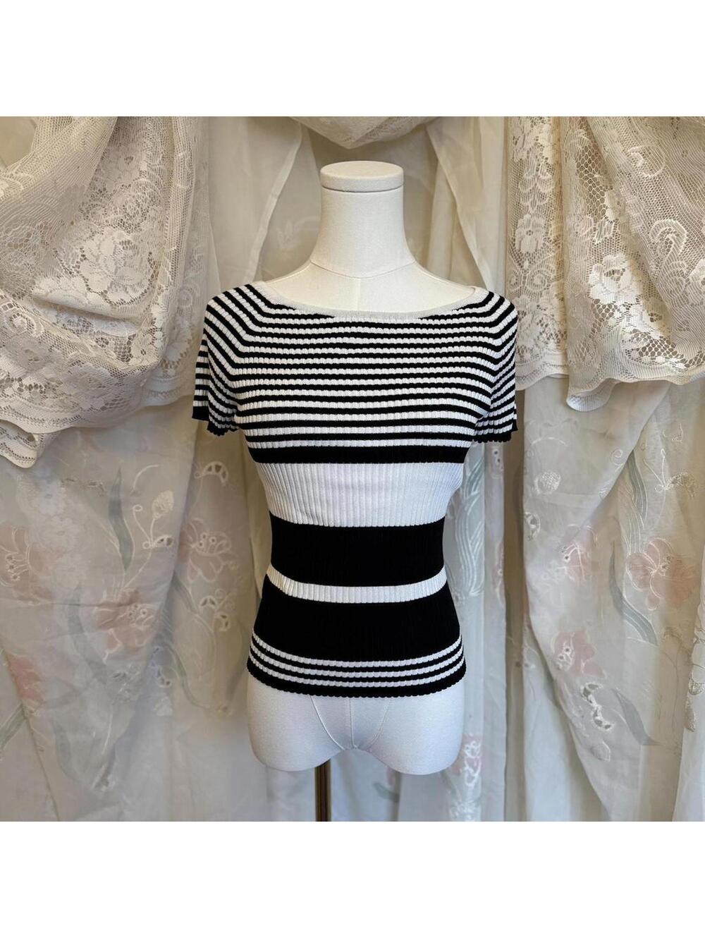SOLD Striped knit boat neck top Sz. M